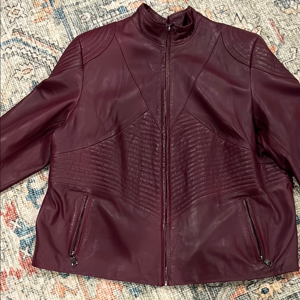 CUSTOM made Moroccan Camel Leather silk lined jacket 16/18
